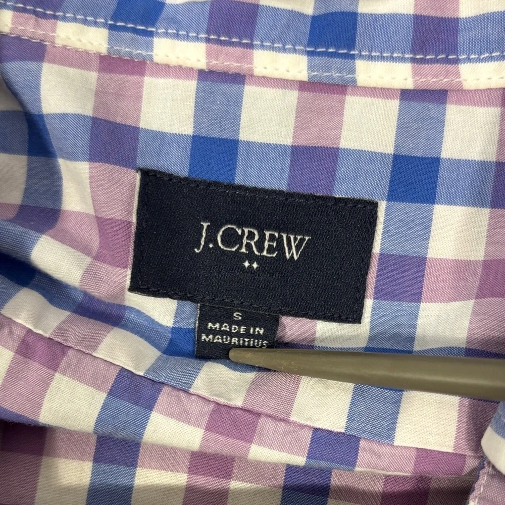 J. Crew Pink, Blue and White Plaid Button Down Shirt